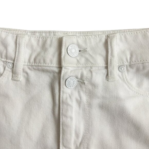Paige Aideen White Denim Raw Hem Mini Skirt Distressed Size 24 Excellent - Picture 7 of 11